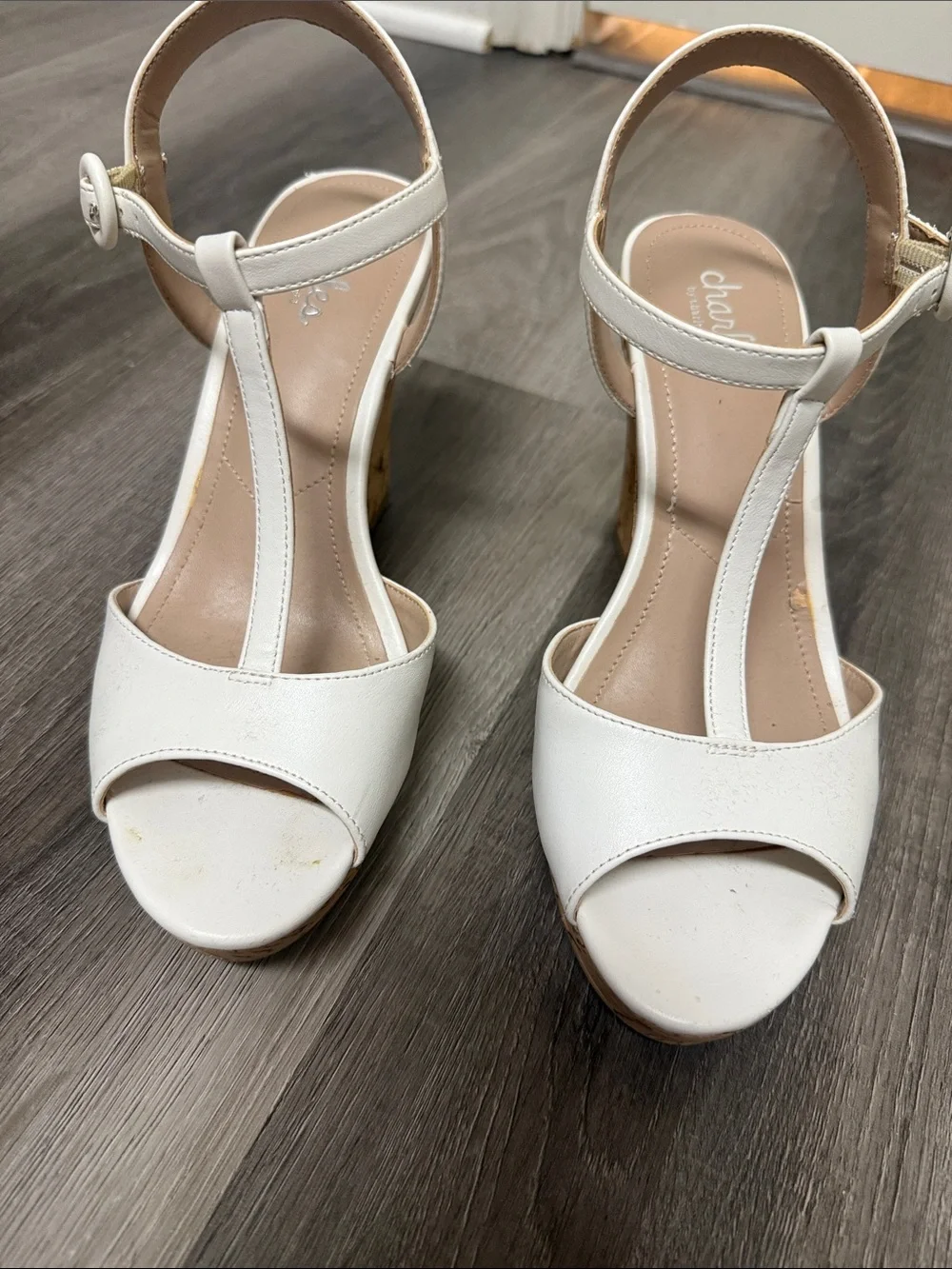 Charles By Charles David White Open-Toe Strappy Heels 8.5